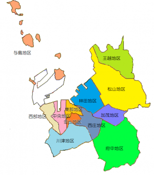 坂出市の地区割りの地図です。