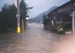 平成１６年台風２３号による綾川の溢水２