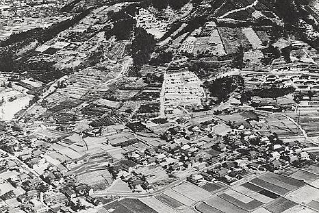 上空から見た川津町東山　1968年