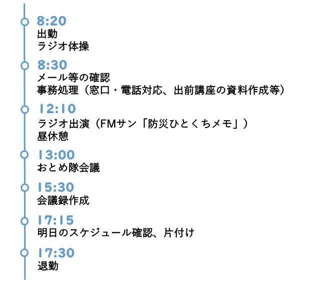 総務部危機管理課主事スケジュール