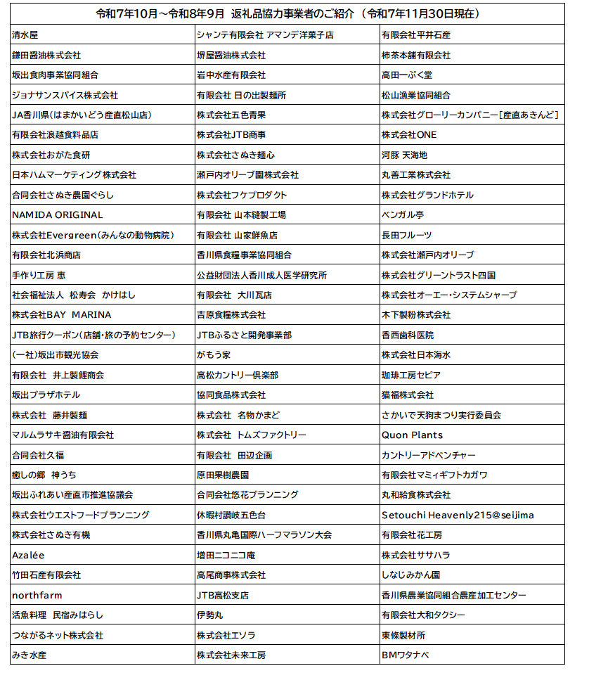 返礼品提供事業者