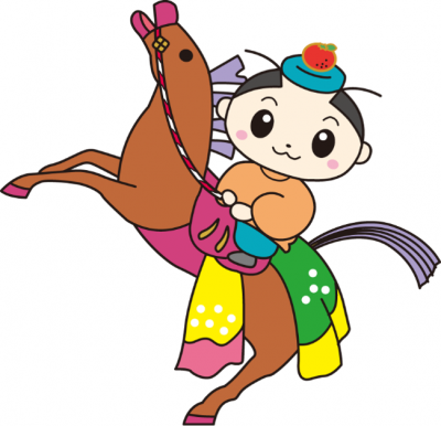 さかいでまろが馬に乗ったイラスト