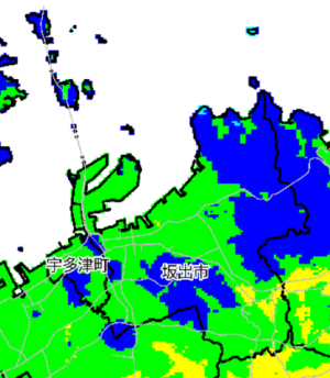 長尾断層帯の震度分布図