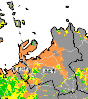 液状化危険度予測図(中央構造線断層帯)