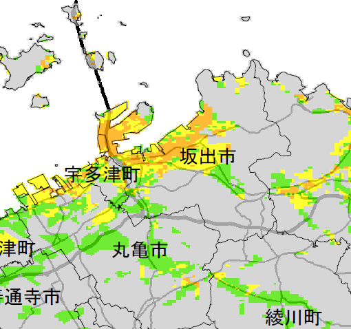 液状化危険度分布図（発生頻度の高い地震）