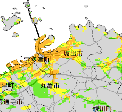 液状化危険度分布図（中央構造線）