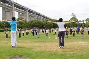 ラジオ体操中